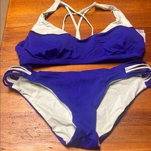 Blue and White Women's Bikini Set